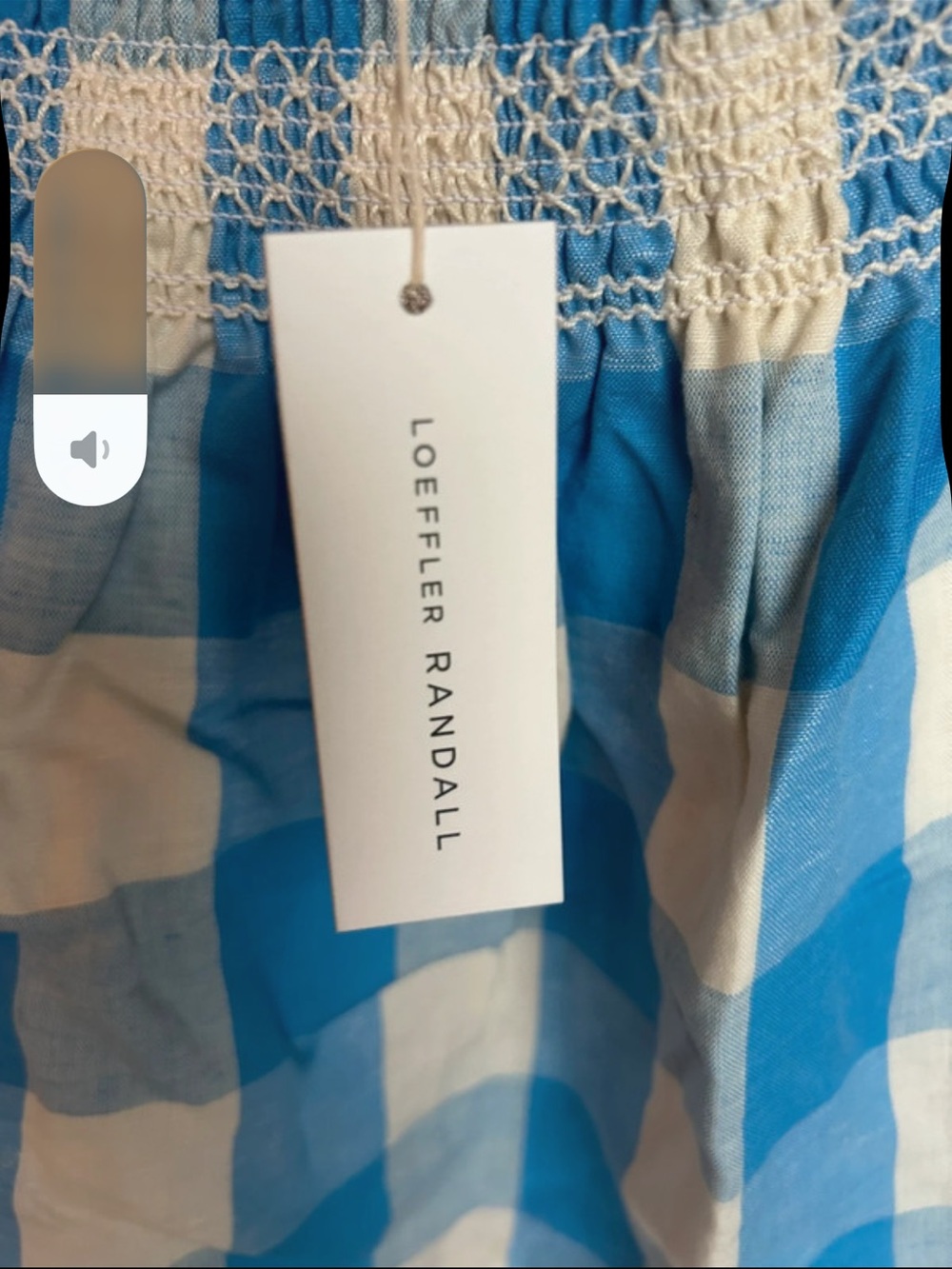 Loeffler Randall Blue and White Gingham Smocked Skirt - Picture 5 of 6